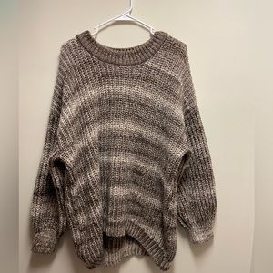brown white stripe sweater knit